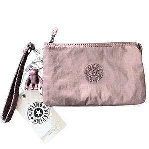 brand new Kipling CREATIVITY LARGE POUCHE metallic pink Multi-use make…